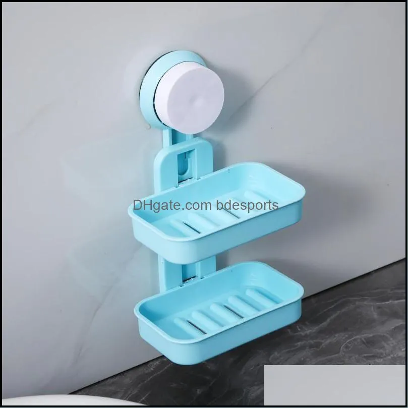 Bath Accessory Set Mark Box Punch Soap Holder Straight Double Layer Drain Shelf Bathroom No