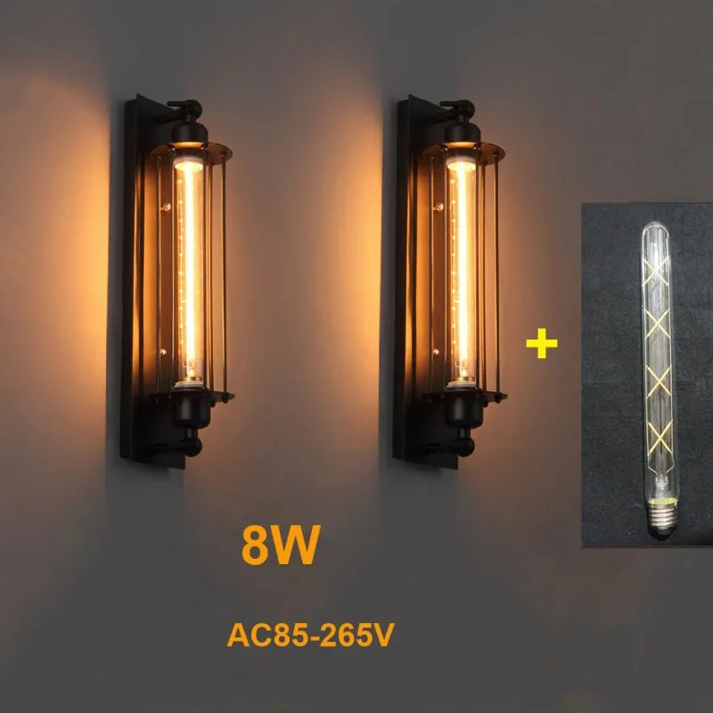 ウォールランプ産業8W LEDライトビンテージアイアンレトロロフトベッドルーム通路レストランPUB BAR CAFE SCONCE BRA