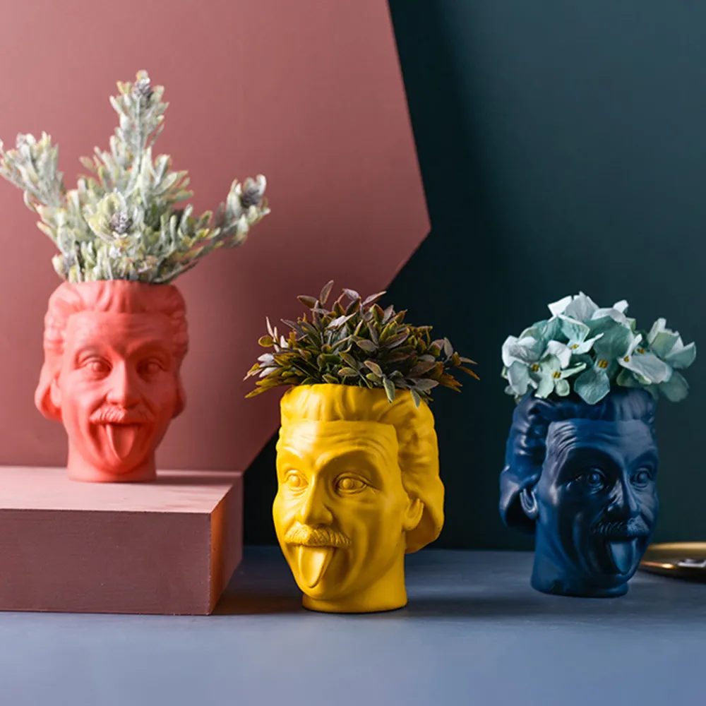 アメリカンスタイルの肖像画の花の花瓶彫刻の花の鍋デスクトップの取り決め容器の鍋の頭像の装飾品