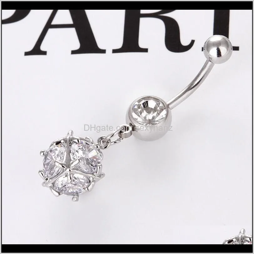 clear cz crystal hexahedron navel bar belly button 316l surgical steel fashion body piercing jewelry dangle drop new wholesale