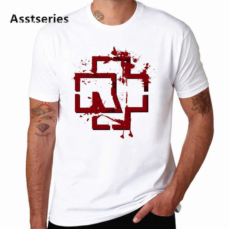 Moda dos homens camiseta até Lindemann Harajuku Streetwear Casual Tshirt Homme magro solto redondo Pescoço impresso t-shirt 210629