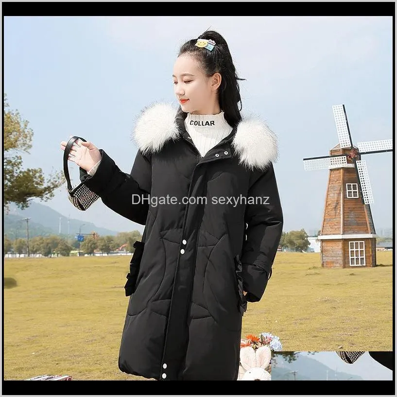 junior high school students` down jacket 2021 fashion new winter clothing college wind senior high school students` girls` long