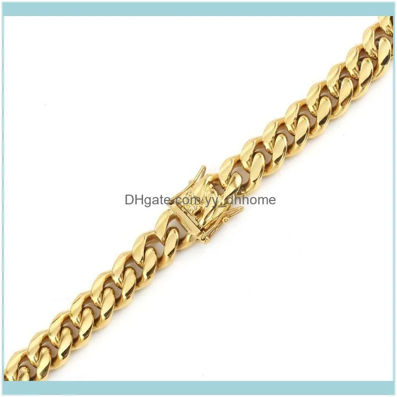 Chains 316L Stainless Steel Gold Necklace High Quality Color Plating Curb Cuban Chain Accesories For Men Women Jewelry Gift