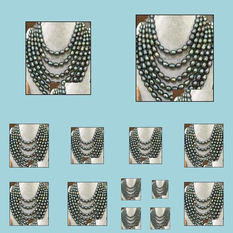 Wholesale 60 inch 11-12mm south seas peacock green pearl necklace 14k gold clasp