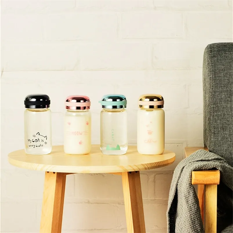Niedlicher Wasserkocher 280 ml Mini tragbare Glasflasche Mädchen kreative Milch Tee Kaffeetasse umweltfreundliches Wasser 210423