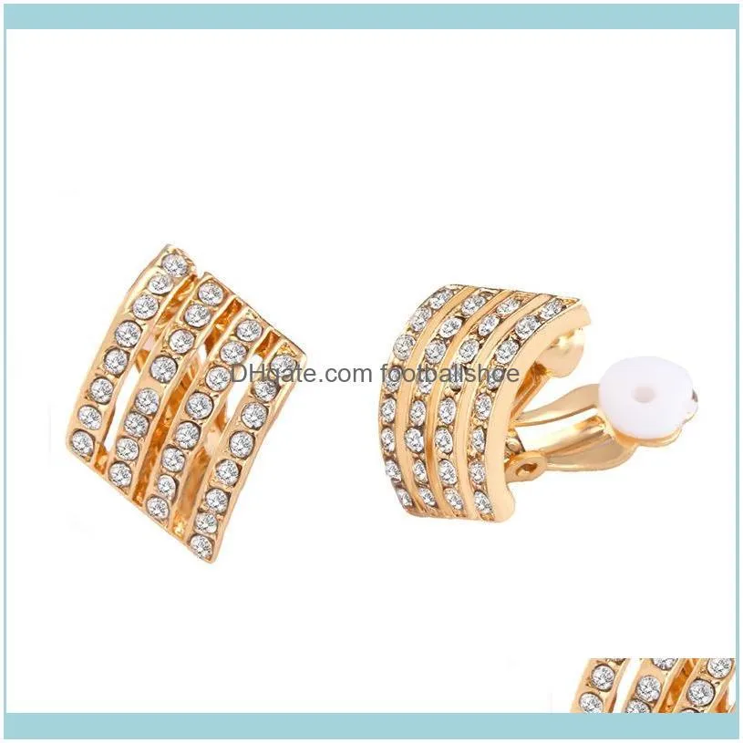 Designers Accessories:Japanese and Korean simple alloy rings with drill, buckle without hole, ear clip, female erq40