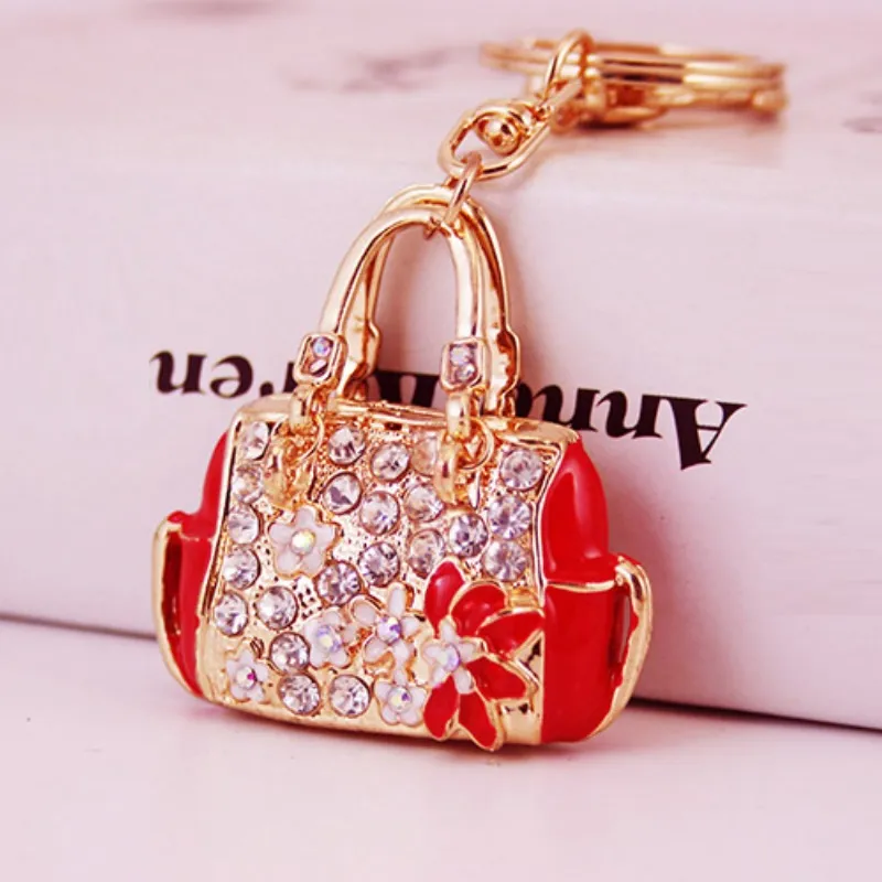 Bling Bling Crystal Handbage Bling Holder Holder Metal Key Chain Мода Сумка Ключ Charm Bay Auto Подвеска Подарок