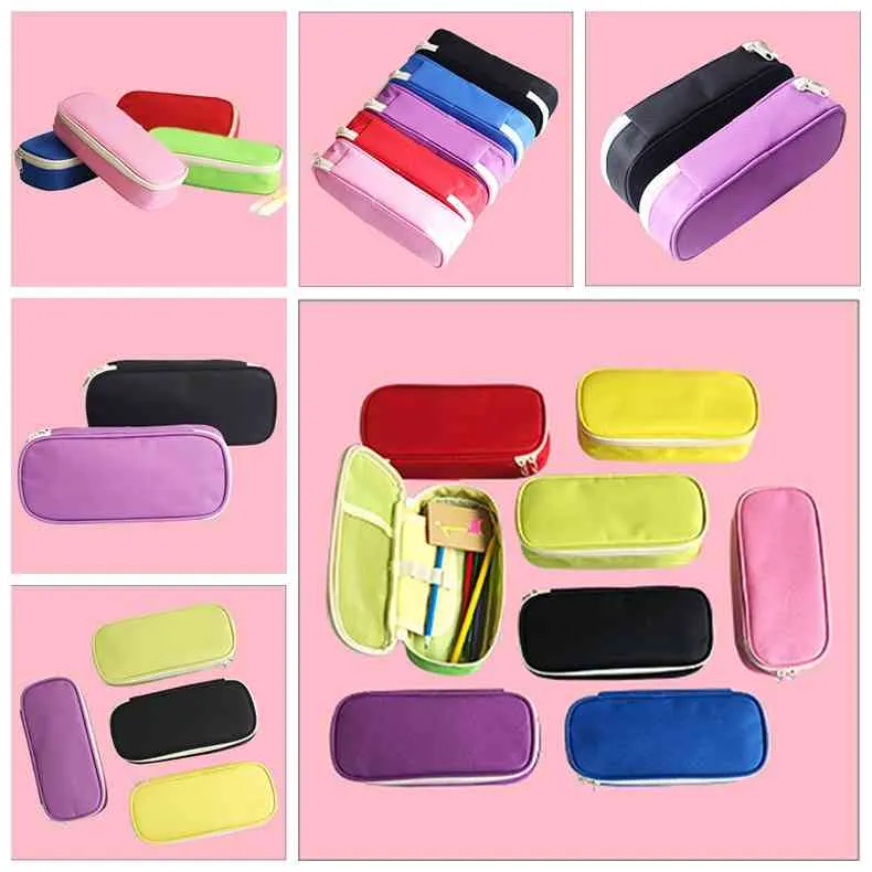 Large Capacity Multifunction Solid Color Pen Case Pencil Bags Oxford Cloth Foldable Stationery Storage Bag Organizer Box Pouch Customizable Logo JY0636