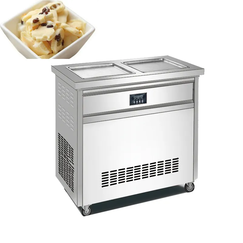 Macchina commerciale per yogurt fritto che produce gelato al rotolo Macchina per ghiaccio fritto Macchina per gelato fritto 1000W