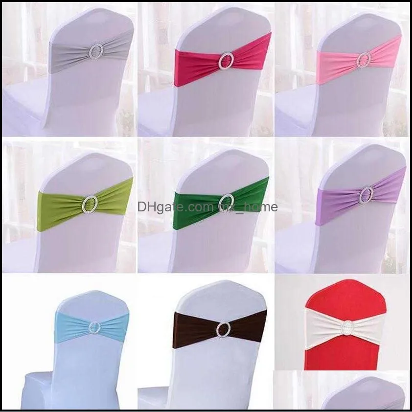 Sashes Colorful Stretch Chair Back Hoop Free Bow For Wedding Bowknot Banquet Elastic Festival Supplies Party Decoration Cover el 16 Colors