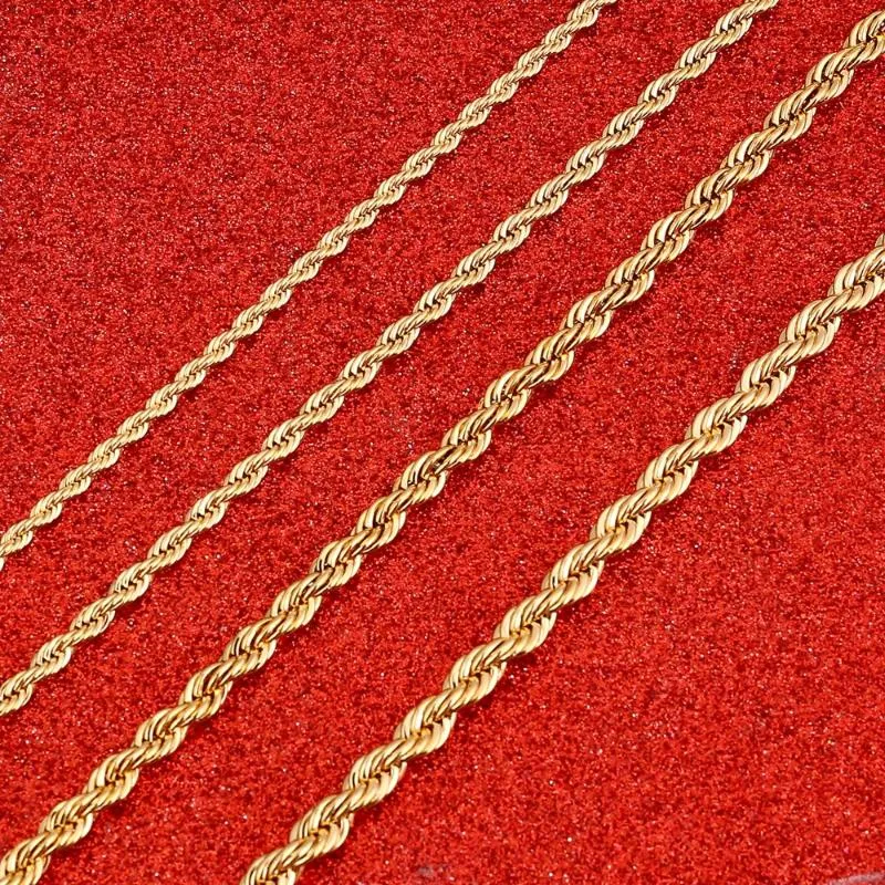 Ouro encheu a cadeia de colar para homens corda de mulheres de alta qualidade cadeias de jóias