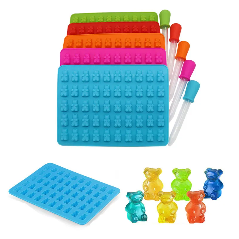 50 cavité ours Silicone moule chocolat bonbons glace gelée moule bricolage enfants gâteau moules outils de décoration 2043 V2