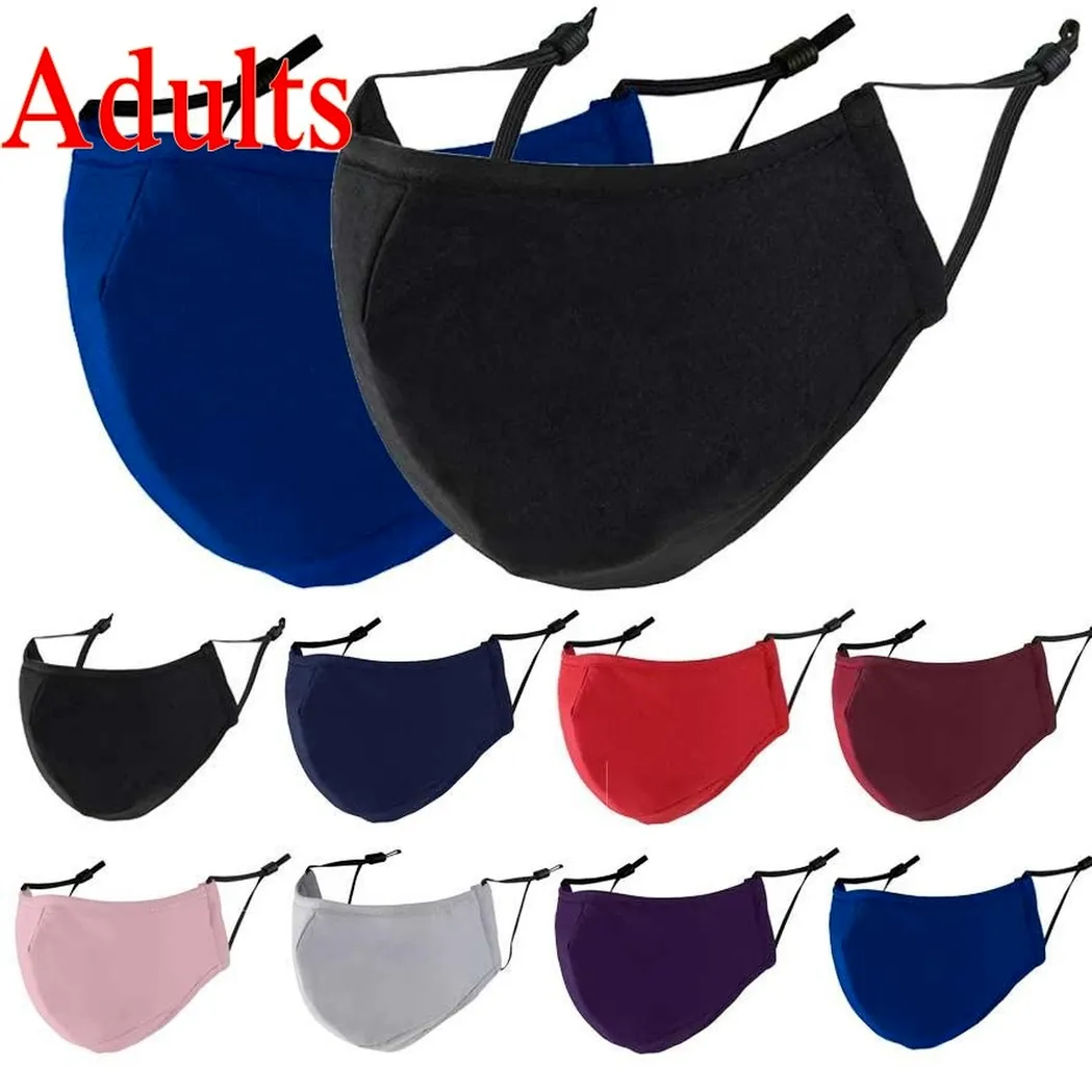 2021 Cotton Face Mask Aducts Cotton Facemask Adjustable Straps Breathable Comfortle Mouth Muffle Eco Friendly Washable Fast Delivery ggk