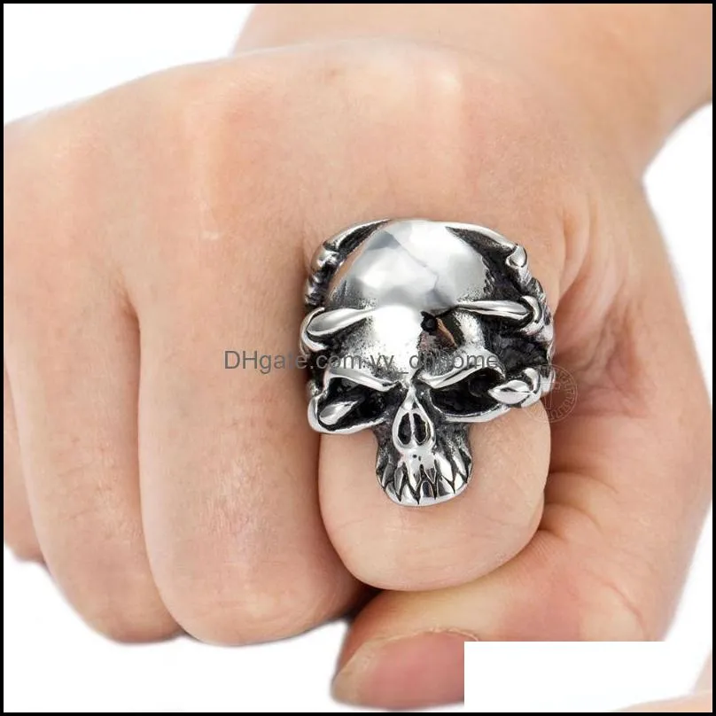 Mens Skull Ring Jewelry Gifts 316L Stainless Steel Rings For Men Biker Style Black Gold Silver Color LHR95 Cluster