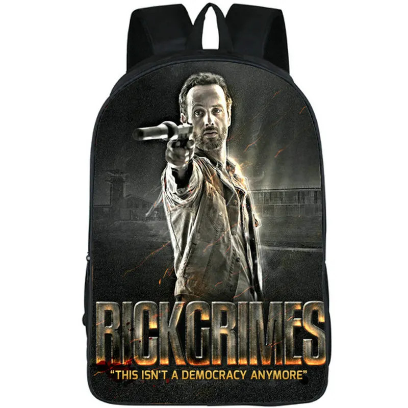 حقيبة Rick Grimes Backpack The Walking Dead Daypack Andrew Lincoln School Bag Packsack packsack Print Rucksack Picture Schoolbag Photo Pack