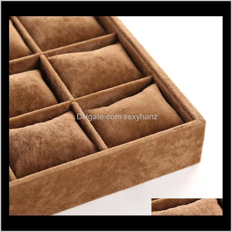 coffee velvet jewelry display trays wholesale 12 booths pillow bracelet bangle watch organizer stand holder tray