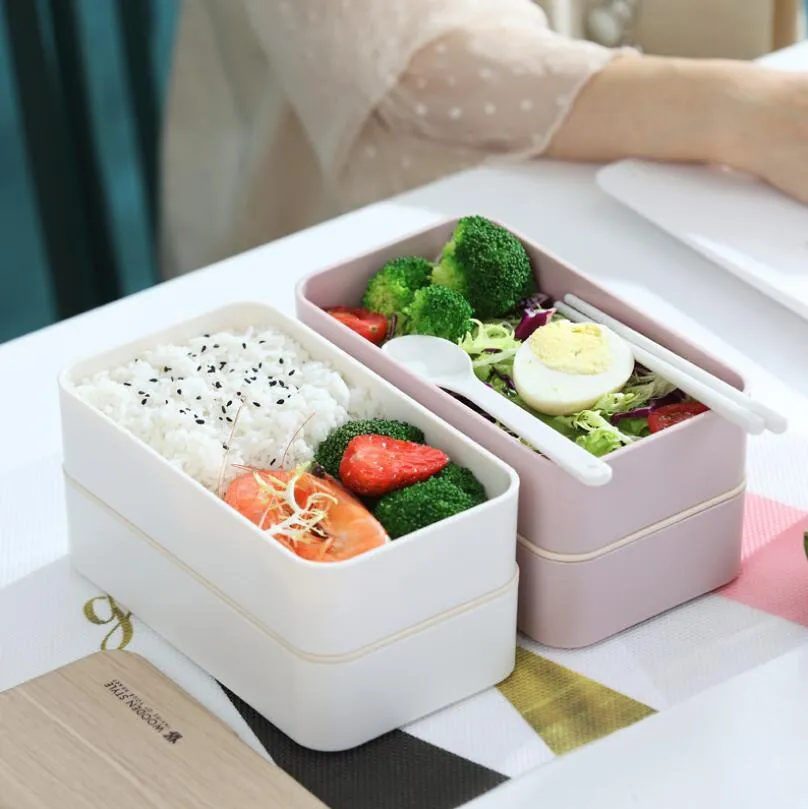 Double Layer Lunch Box Portable Eco-Friendly Insulated Food Container Storage Bento Boxes with Keep warm Bag