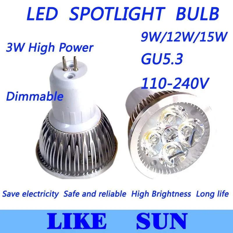 Lampor X100PCS 9W 12W 15W Spotlight Godkvalitet Lågpris LED LIGHT GU5.3 BASE 110-240V Bulb Lampa Downlight Lighting