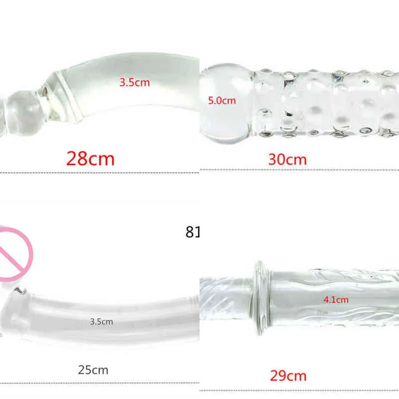 Consoladores NXY de 4 tamaños, juguete sexual grande de cristal transparente, resistente al calor, cuentas anales grandes, juguetes dilatadores vaginales para mujeres 0121