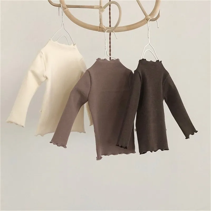 Bahar Varış Kızlar Uzun Kollu T Gömlek Çocuklar Pamuk Kore Tasarım Çocuk Giysileri Tops 210528