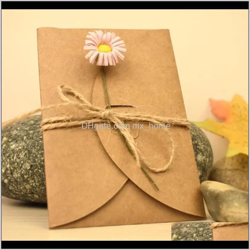 10pcs vintage kraft paper greeting diy dried flower wish thank you for mom teacher friends familes new year christmas g