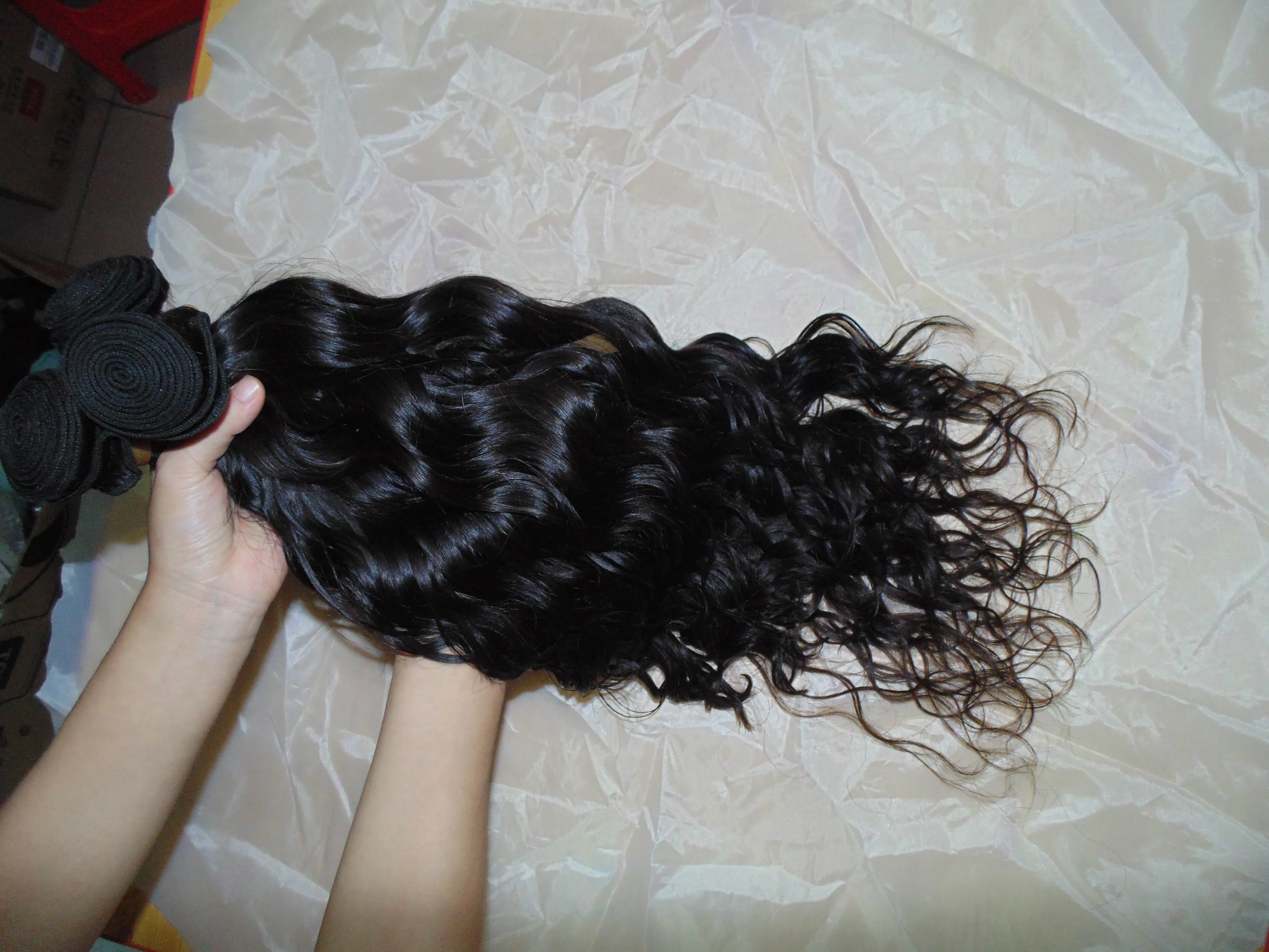 Good deals 2pcs/lot virgin burmese natural curly human hair loose wave bundles weft