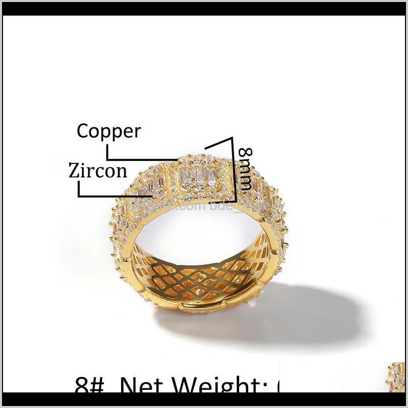 luxury micro party rings for men women bling bling fashion hiphop ring gold/white gold color cubic zirconia jewelry