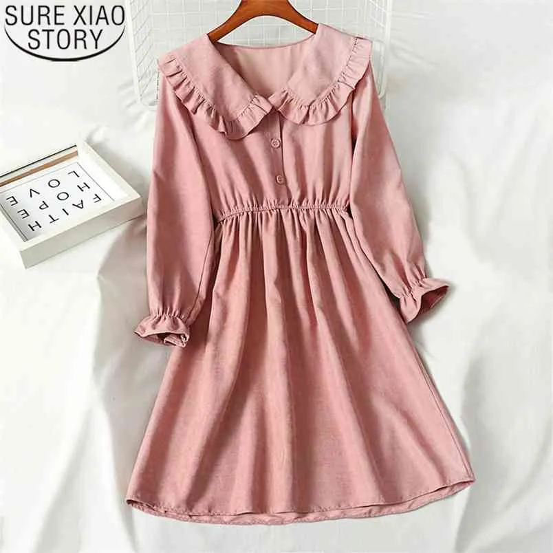 pink corduroy dress womens Safuny Mini Corduroy Dress with Pocket for Women Solid Color Long Sleeve Lapel Neck Dress Button Elegant Leisure Retro Holiday Beach Trendy Clothing