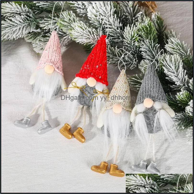 Christmas Decoration Gnome Santa Doll Pendant Xmas Tree Hanging Ornament Home New Year Gifts Party Supply JK2011X5