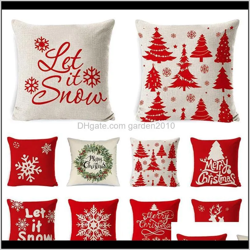 Case Christmas Cushion Cover 4545Cm Pillowcase Sofa Cushions Cases Cotton Linen Pillow Covers Xmas Decor For Home Pgy9S Jkqiw