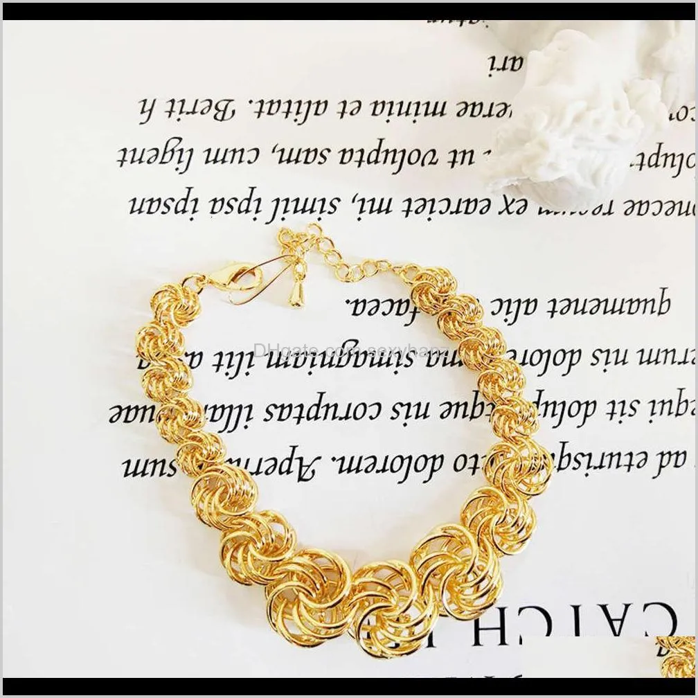 link double button close clasp bracelet gold lock women`s irregular cold style jewelry
