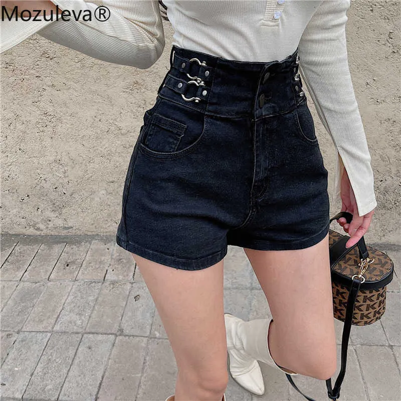 Mozuleva Frühling Vintage Hohe Split Taille Frauen Sexy Lock Catch Denim Shorts Streetwear Weibliche Shorts Jeans Damen Hosen 210706