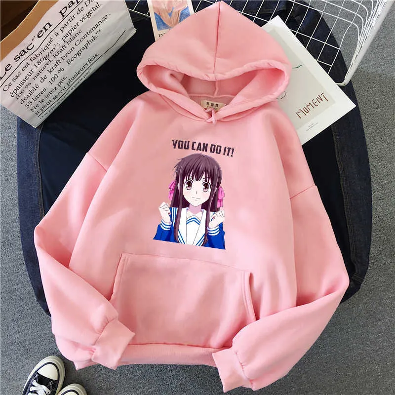 Anime Owoce Kosz Kapturem Kobiety Cartoon Możesz zrobić IT Drukuj Bluzy Mężczyźni Casual Bluzy Moda Streetwear Swetry Topy Y0820