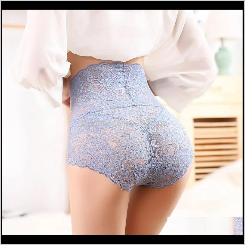 Womens Apparel Drop Delivery 2021 3Pcs/Set Women Plus Size Fashions Sexy Panties Fat Transparent Briefs Underwear High Waist Seamless Lace Li