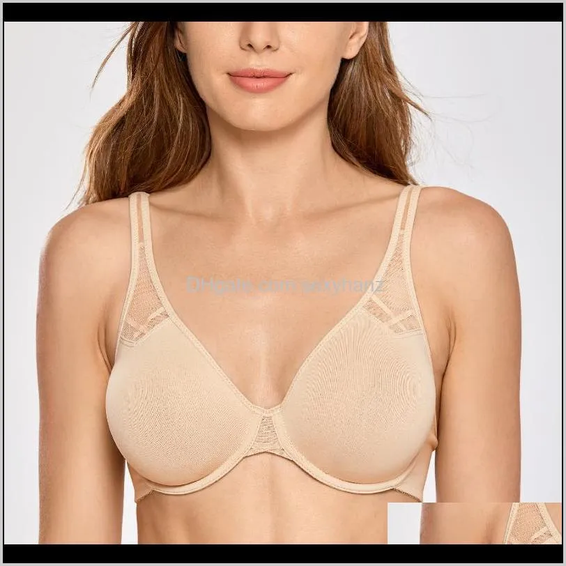 women`s smooth full coverage molded firm support unlined underwire seamless bra plus size