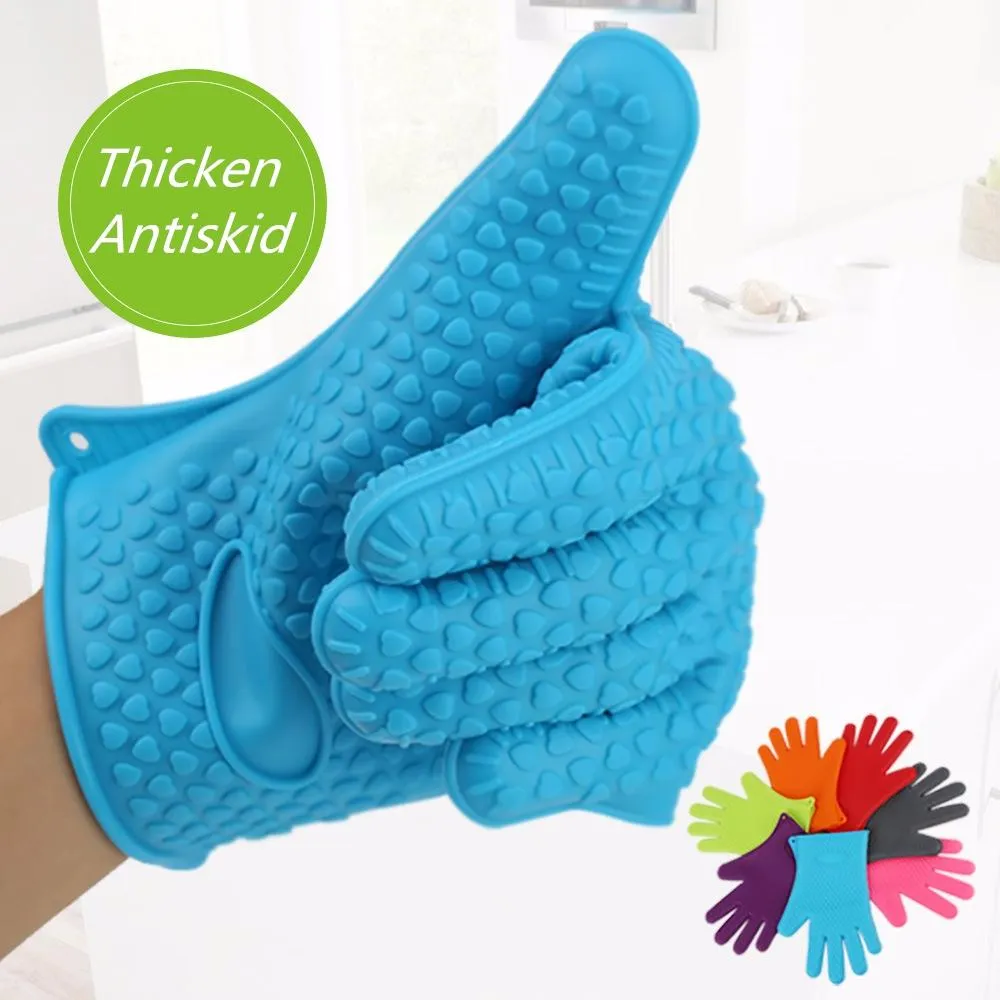 mitts Silicone gloves microwave oven baking waterproof non-slip five-finger heart shape heat insulation kitchen BBQ grill