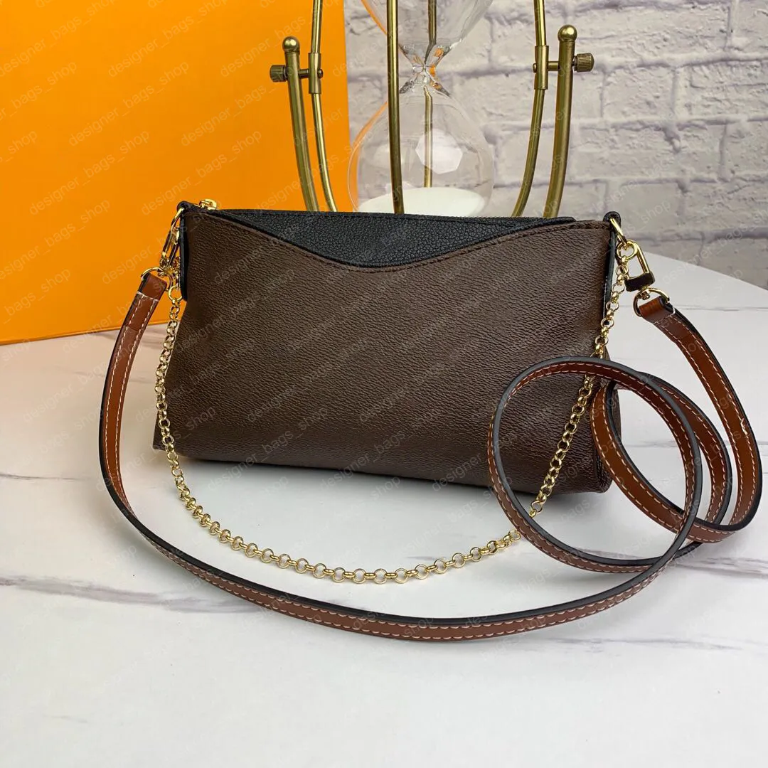 Lüks Kadın Debriyaj Fermuar Kapatma Crossbody Çanta Fonksiyonel Deri Çanta Küçük Omuz Çantaları Zincir Çanta Seyahat M41638 Çok Yönlü Kahverengi Siyah Pembe Kırmızı