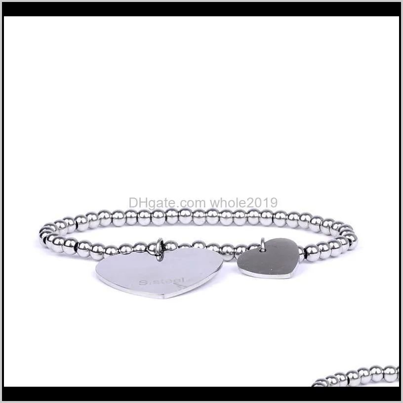 Armband smycken droppleverans 2021 mode 4mm rostfritt stål pärlor träd antiwar hjärtnyckel stjärna hästhänge strand armband för kvinnor en