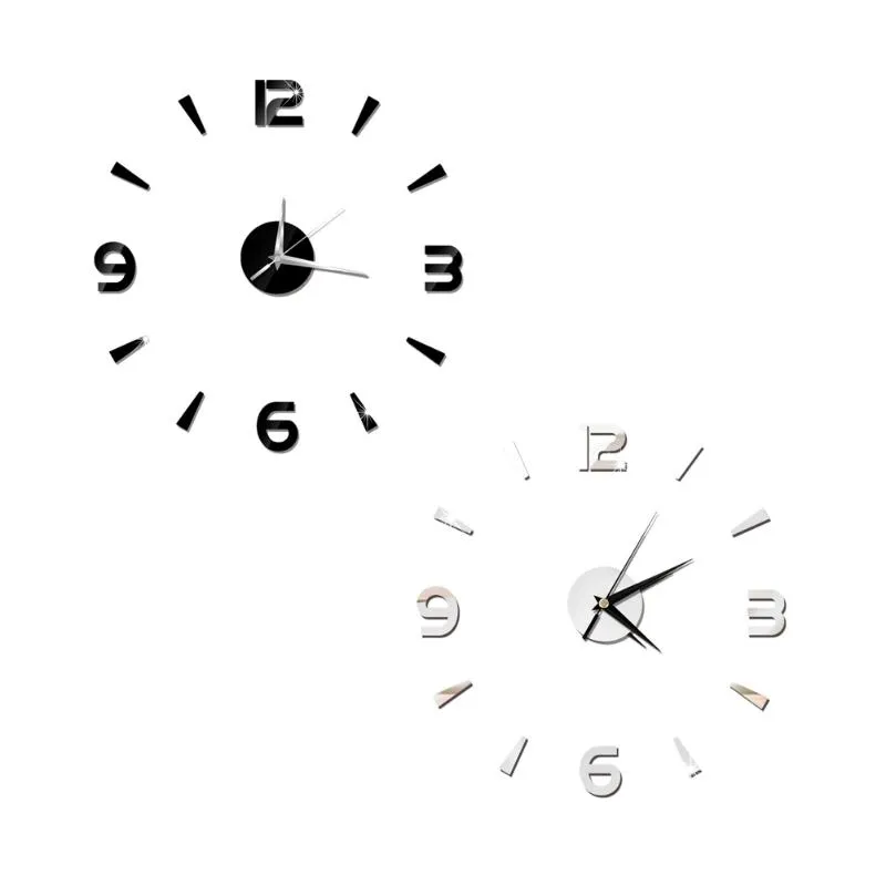 Corloges murales 3d décor à la maison Quartz bricolage horloge horloge watch salon moderne en acrylique miroir autocollants