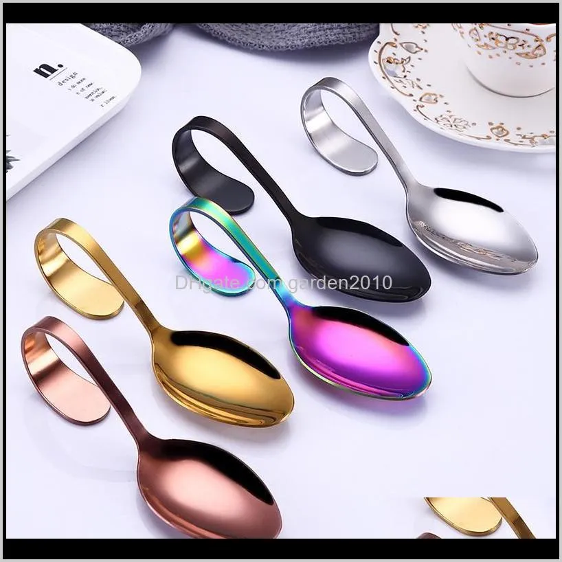 stainless steel creative curved handle spoon bent spoon for buffet dessert salad kitchen tableware wholesale wb755