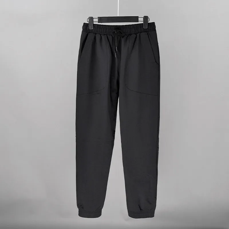 Lange sportbroek voor heren, lange katoenen sportbroek met elastische tailleband, trekkoord en zakken, Grijs, XXL
