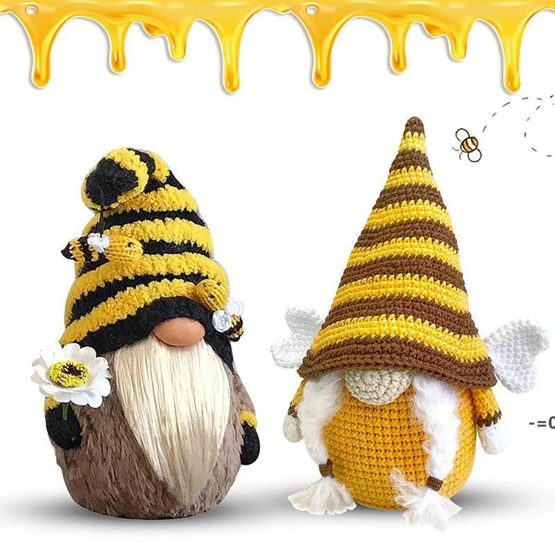 NEWBumble Bee Summer Gnome Gonks Plush Doll Christmas Decoration Bumblebee Sunflower Gnomes Swedish Home Farmhouse Kitchen Decor LLF11208