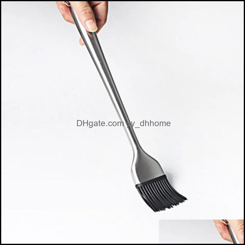 BBQ Silicone Sauce Basting Brush Stainless Steel Handle Pastry Brush Barbecue Tools for Cooking Marinating JK2007KD