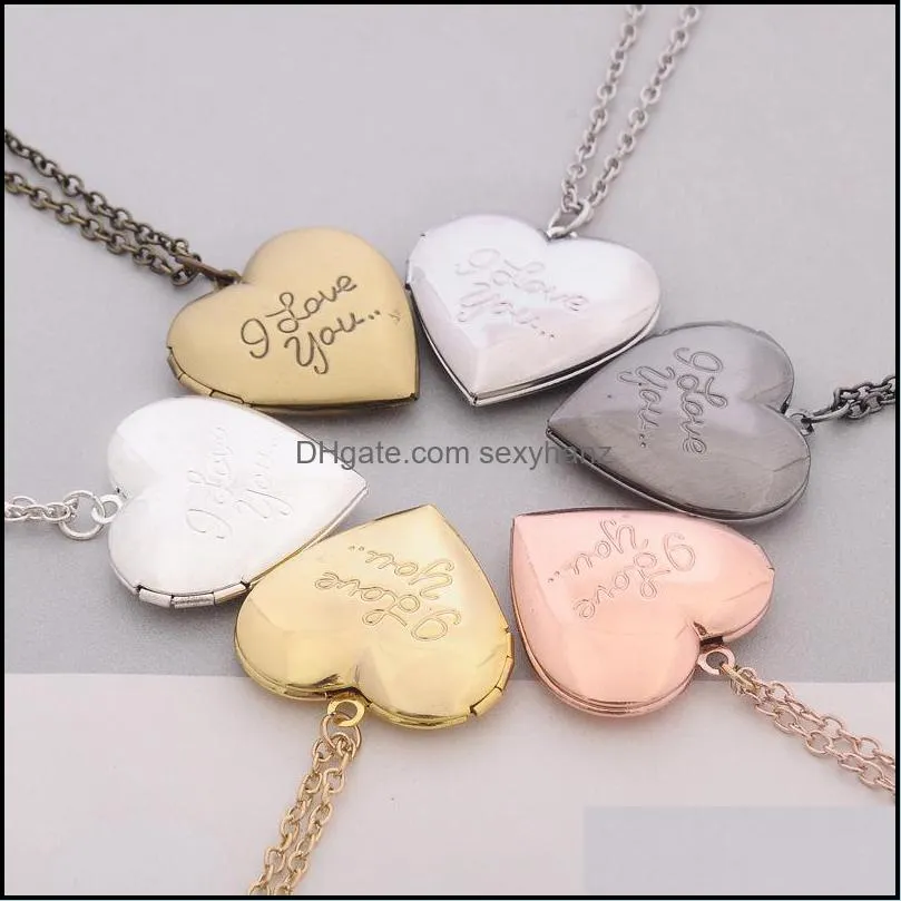 Pendant Necklaces & Pendants Jewelry Fashion Womens I Love You Openable Locket Heart Po Box Necklace Sweater S380 Drop Delivery 2021 Fuo