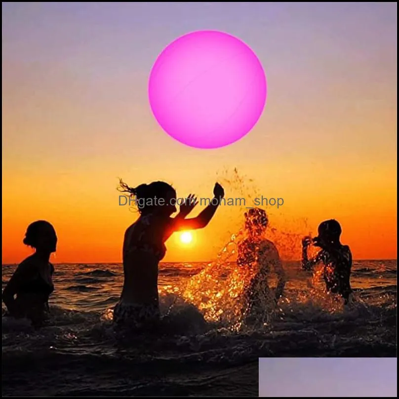 Party Decoration 60-40cm LED Beach Ball Toy With Remote Control 16 Colors Lights And 4 Light Modes Outdoor Pool Games For Kid