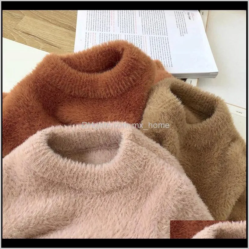 girls children mink cashmere sweater pullovers winter baby kids warm jumper coat toddler girl thick jacket 9m-5years 201103