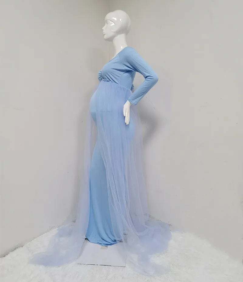 2020 Maternity Dresses Photography Props Shoulderless Pregnancy Long Dress For Pregnant Women Maxi Gown Baby Showers Photo Shoot (2)