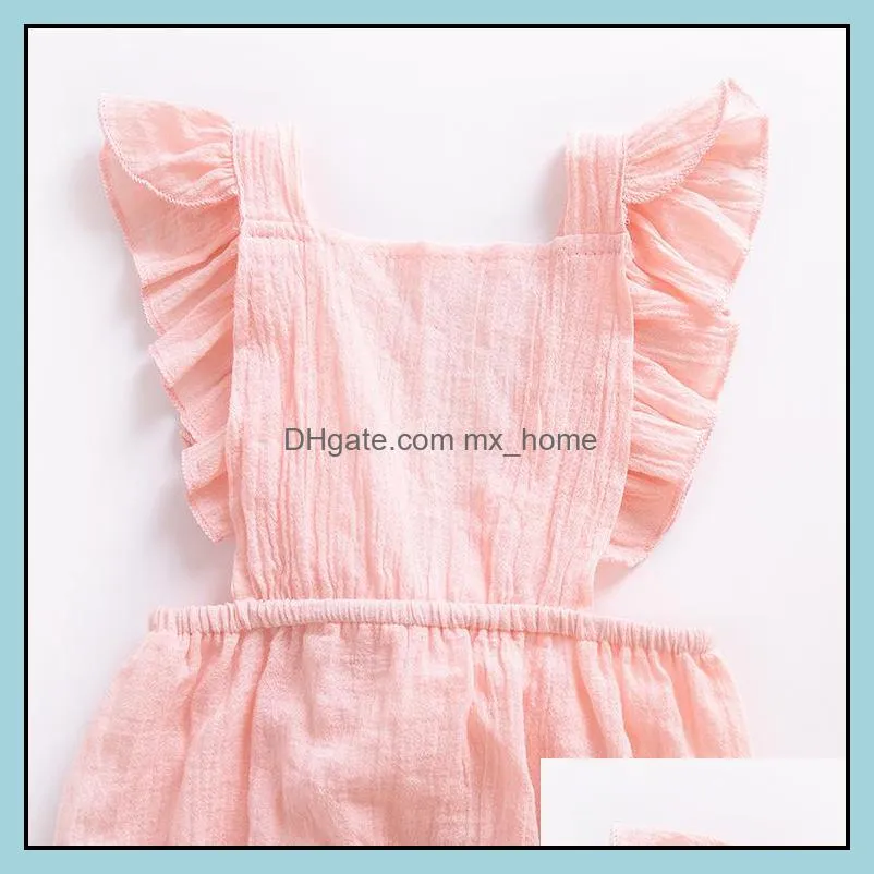 kids Rompers girls Solid colors romper infant ruffle sleeve Jumpsuits summer fashion Boutique baby Climbing clothes Z0319