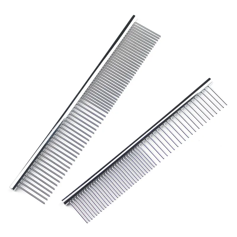 Stainless Steel Pet Dematting Combs Beauty Tools Dogs Cats Grooming Comb Removes Loose Undercoat Mats Tangles Knots Rounded Teeth Professional JY0970