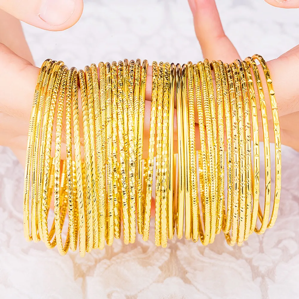 Wholesale Lot 50 Vintage Style Metal Bangle Bracelets – Copper, Gold, Silver Tone